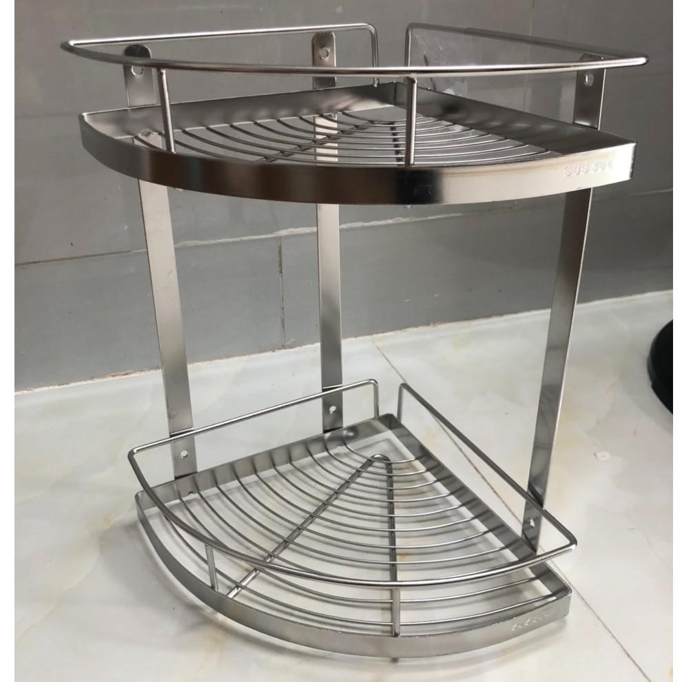 KỆ GÓC INOX 304 2TẦNG/ KỆ đa năng nhà tắm 2 tầng inox 304 cao cấp không han gỉ sét