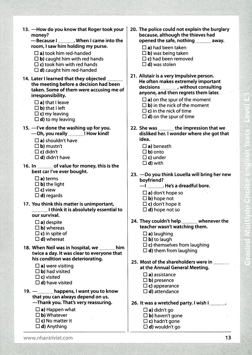 Graded Multiple - Choice English Test Level C1 (Không CD)