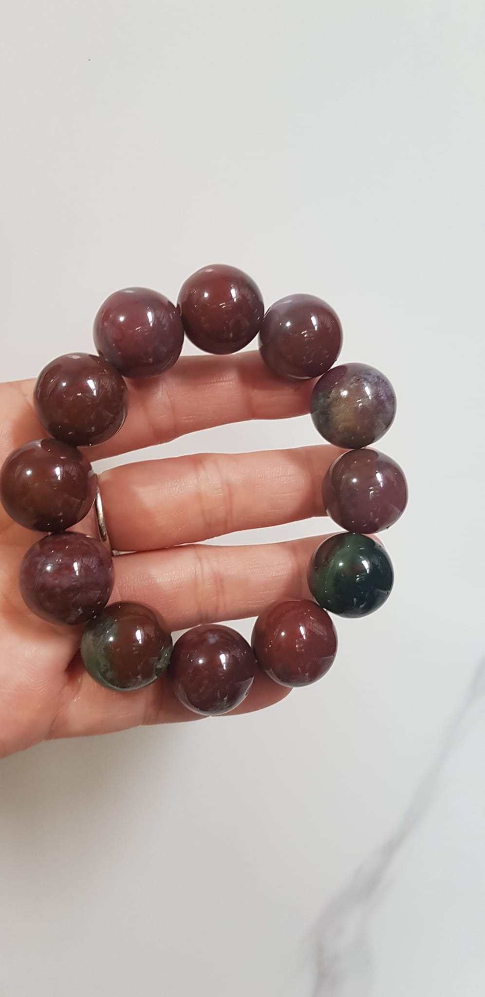 Vòng Tay Nam đá casidon Size vòng 18mm Vòng đẹp hiếm màu nâu đất xám ít vân xanh hợp mệnh thổ ạ