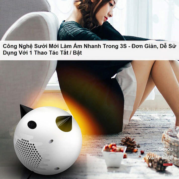 Quạt sưởi ấm mùa đông mini để bàn 400W, máy sưởi ấm đa năng cho bé và gia đình nóng nhanh, nhiệt tỏa đều, an toàn cho trẻ em