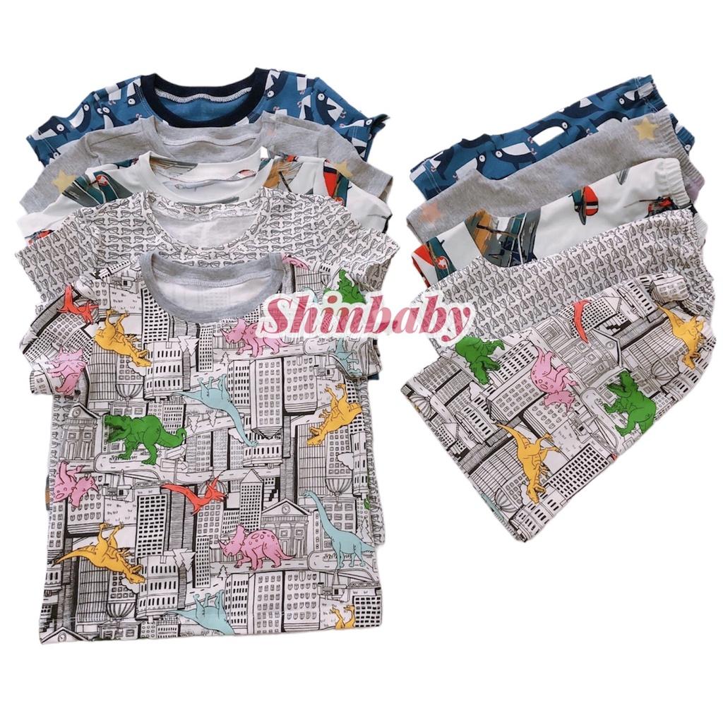 Bộ đồ cộc tay bé trai nhiều họa tiết siêu xinh, vải cotton mềm mát thấm hút mồ hôi