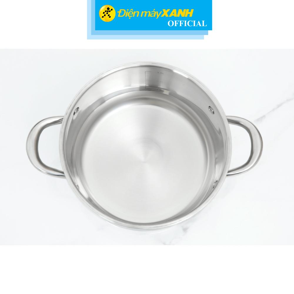 Nồi inox 3 đáy nắp kính 20 cm Sunhouse SHG308-20 - Hàng Chính Hãng