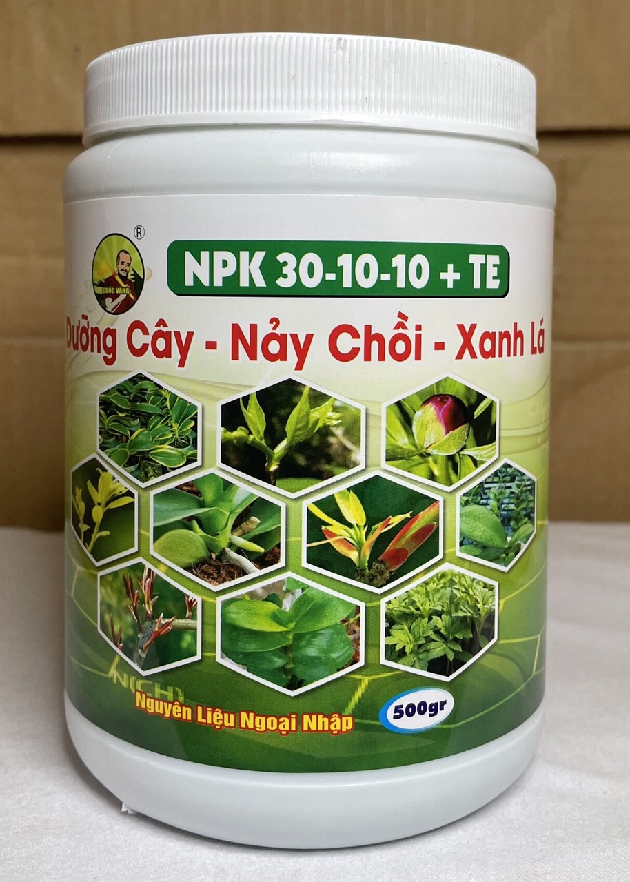 Phân bón vi lượng NPK 30-10-10+TE dưỡng cây-nảy chồi- xanh lá - chai 500 gram bomax