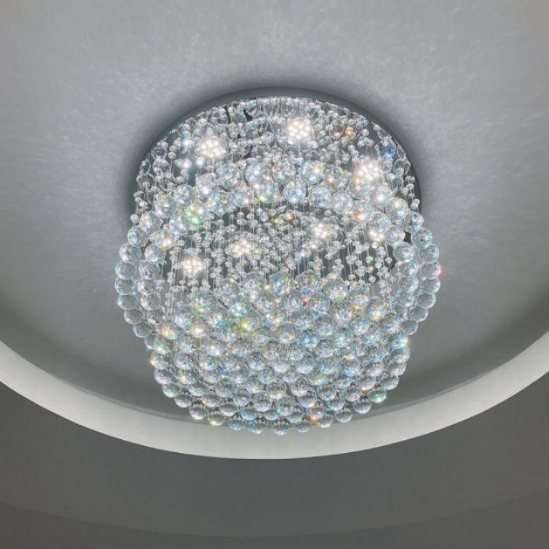 Đèn mâm pha lê ốp trần M9153 - KT 600x600x300mm, đèn chùm pha lê,