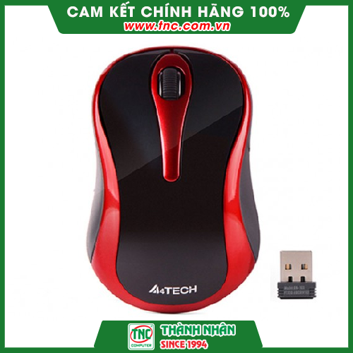 Chuột không dây Silent A4 Tech G3-280NS màu đen đỏ-Hàng chính hãng