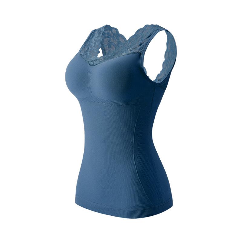 2021 Mùa Thu Và Mùa Đông Liền Mạch Ren Cổ Chữ V Đáy Sling Trang Vest Quần Lót Sinh Nhiệt Với Ngực Bên Trong Mặc Cho Nữ