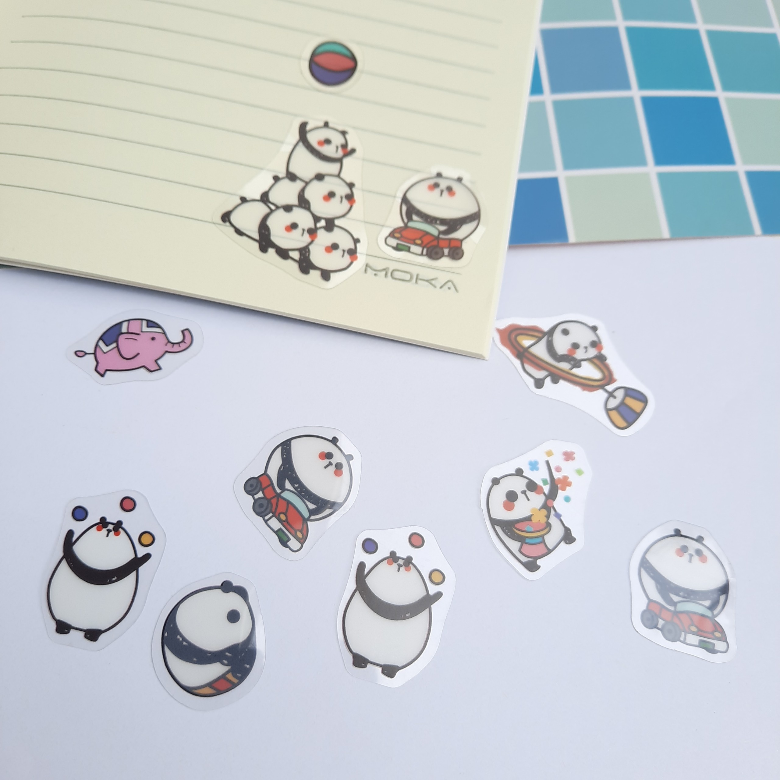 Bộ 40 Sticker Hình Dán Mini Gấu Trúc Làm Xiếc