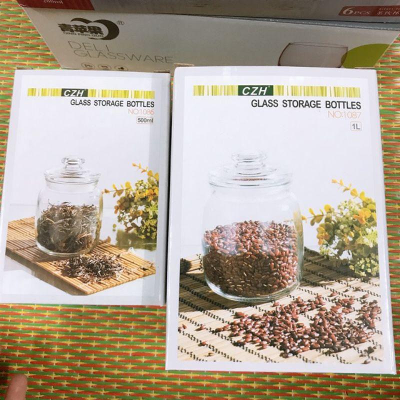 Hũ lọ Thủy Tinh Đựng Thực Phẩm 1000ml nắp có gioăng chống ẩm