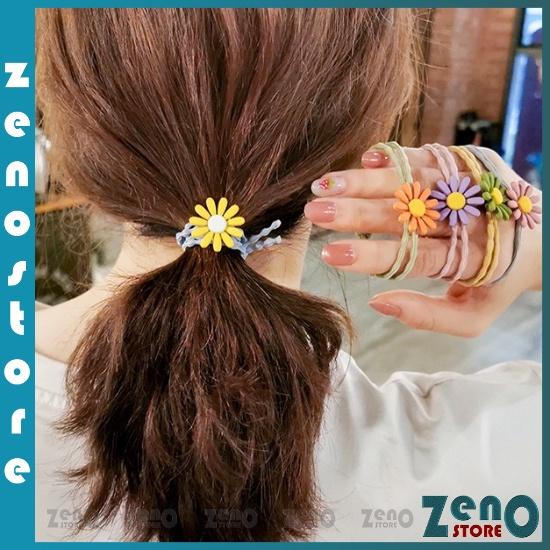 Set 5 dây buộc tóc Dây Cột Tóc, Chun Buộc Tóc Hoa Cúc Nhiều Màu PT25