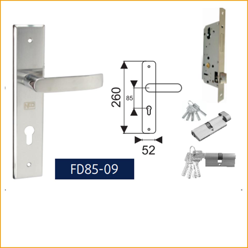 Khóa tay gạt INOX 304 Neo FD85-11 - dùng cho cửa gỗ, cửa nhôm, cửa sắt