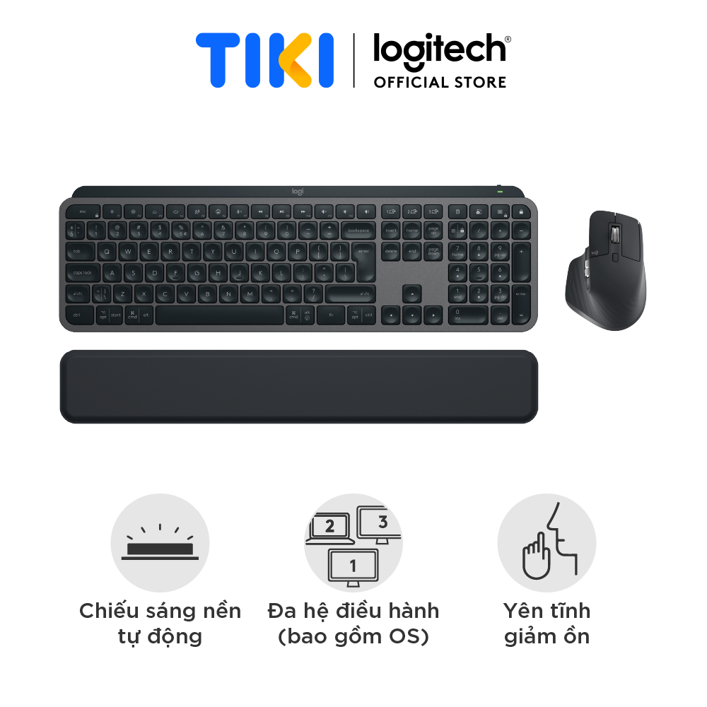 Combo Chuột &Amp; Bàn Phím Bluetooth Không Dây Logitech Mx Keys S Combo - Có Gác Tay, Chiếu Sáng, Usb - C - Hàng Chính Hãng