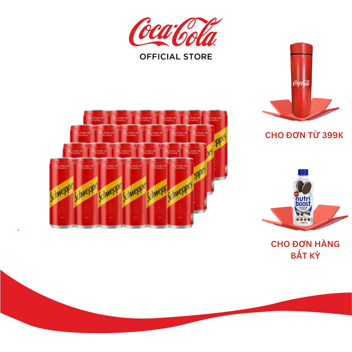 Lốc 24 lon Nước Giải Khát Có Gas Schweppes Dry Ginger Ale 320ml/Lon Sale 4.4 Coca-Cola Official Store