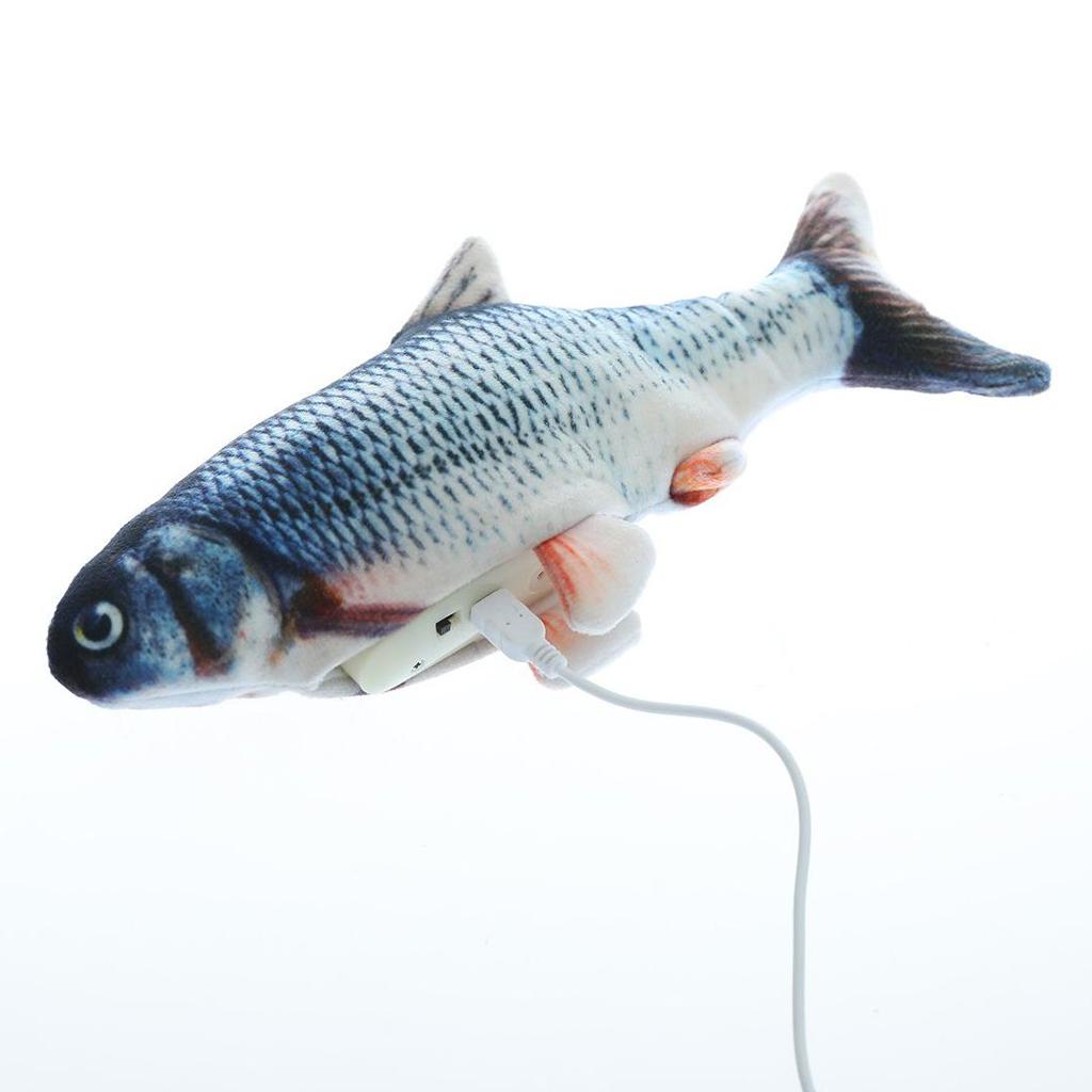 2Pcs Grass + Red Carp Electric Dancing Fish Cat Toy Wagging Flipping Moving