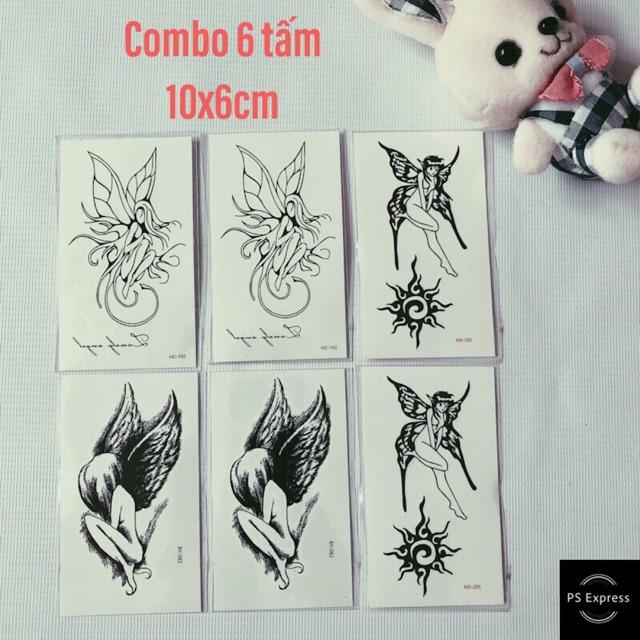 Combo 6 tấm hình xăm dán thiên thần sexy 10x6cm