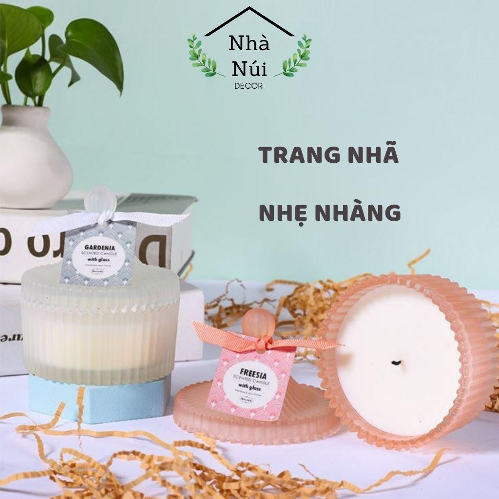 Nến thơm phòng trang trí decor thư giãn Aroma Scented Candle cup, sáp đậu nành, nến thơm cao cấp E4 Decor nhà Núi