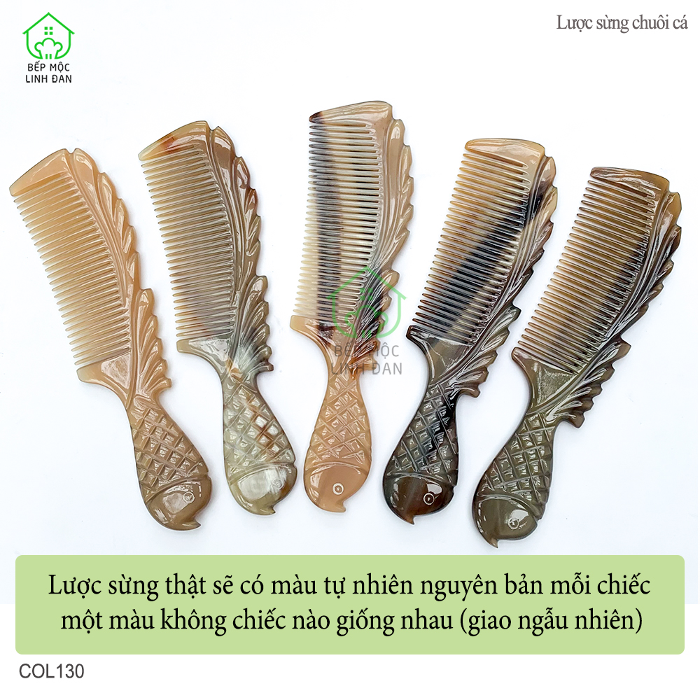 Lược sừng chuôi cá siêu đẹp (Size: XL-19cm) quà tặng chăm sóc tóc - COL130