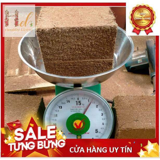 Xơ dừa nén mùn dừa nén 1.1 kg nở 5 lần trộn đất sạch + phân bón làm giá thể hữu cơ trồng rau sạch, hoa hồng, cây cảnh