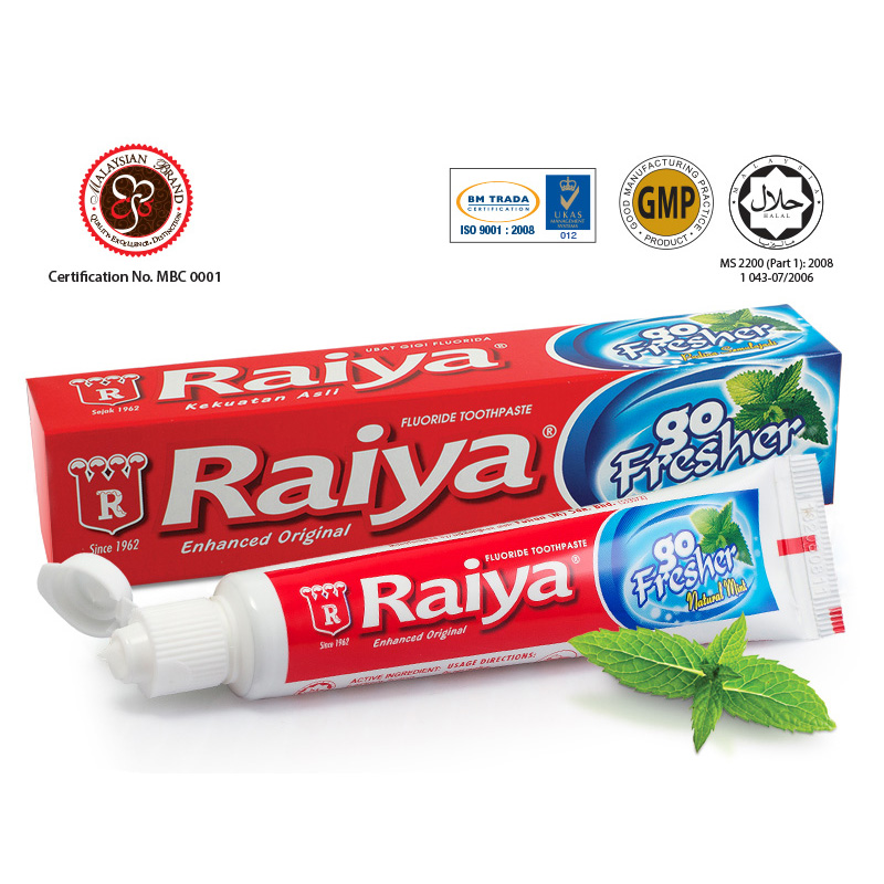 Kem đánh răng bạc hà RAIYA go Fresh Natural Mint 160g + Móc khóa