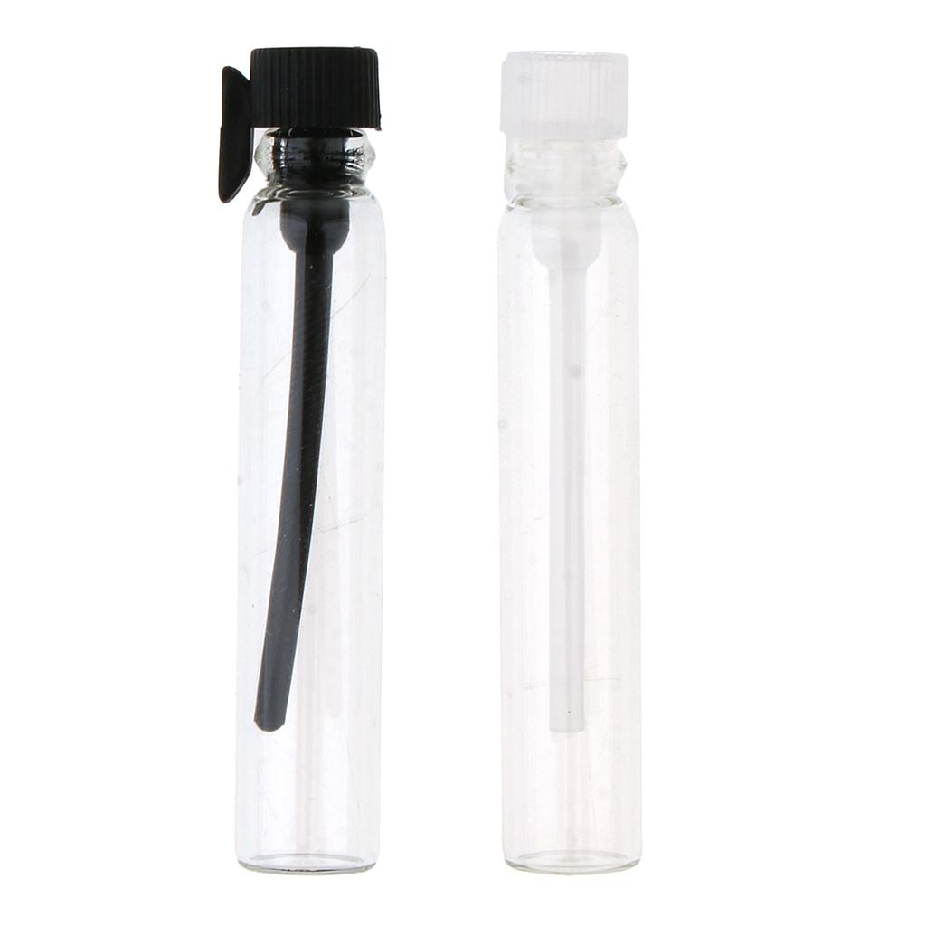 2x50x Mini Glass Perfume Sample Vials Empty Essential Oil Fragrance Bottle 2ml White Cap