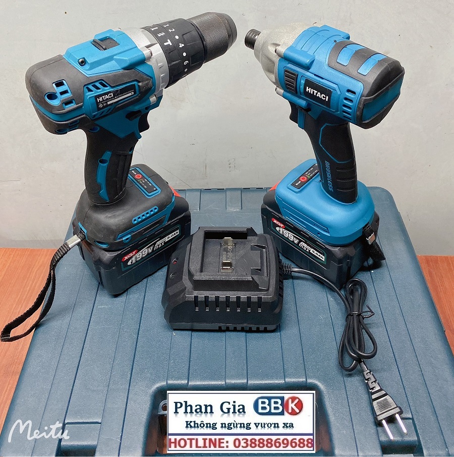 Bộ Combo 2 Máy Khoan Gồm Máy Khoan Pin Và Máy Chuyên Vít 199V 2 Pin 15 Cell - Bảo Hành 1 Năm