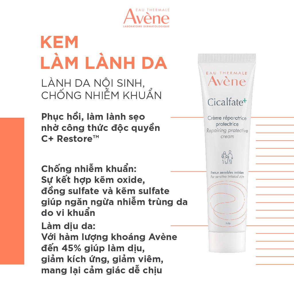 Kem dưỡng phục hồi làm lành da nội sinh, ngăn ngừa nhiễm khuẩn AVÈNE CICALFATE+