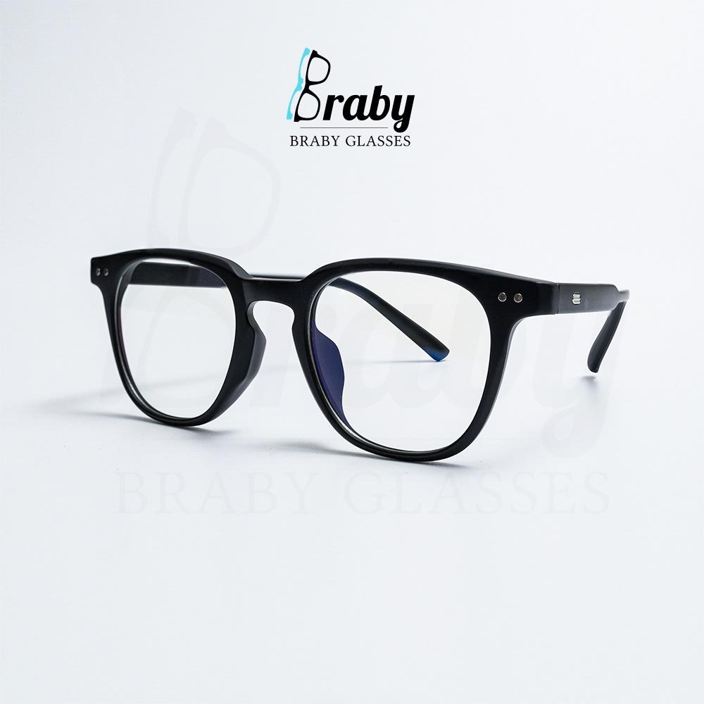 Gọng kính  mắt kính cận tròn chất liệu nhựa siêu nhẹ Braby thời trang nam nữ phong cách mạnh mẽ MK25