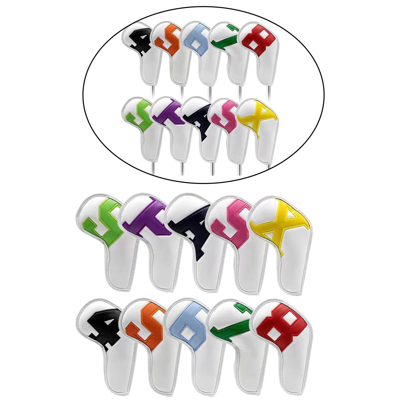 Golf Club Iron Head Covers, 10 pcs Golf Headcover Set, Waterproof Thick PU Leather Golf Iron Head Covers Set Fit All Brands Irons, Scratch Resistant