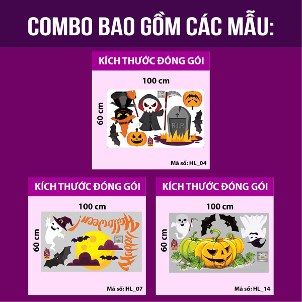Decal trang trí Halloween 2020 combo bãi tha ma