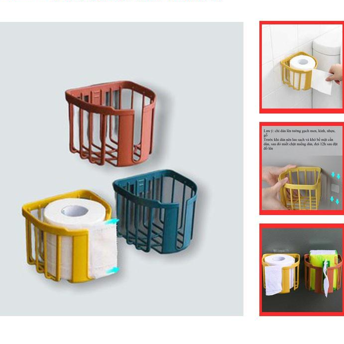 Giỏ đựng giấy vệ sinh bằng nhựa PP dán tường tiện dụng không cần khoan đục