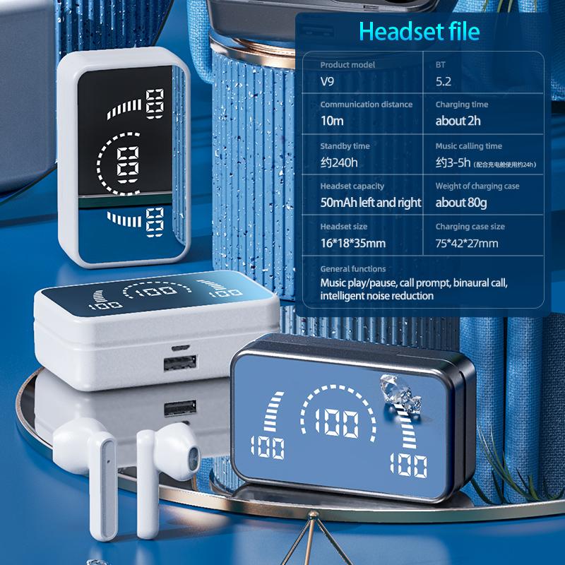 Gương Tws Tai Nghe Không Dây Fone Bluetooth 5.2 Tai Nghe Nhét Tai Thể Thao Tai Nghe Nhét Tai Có Mic 2200Mah Sạc Hộp Cho Tất Cả Các Dòng Điện Thoại