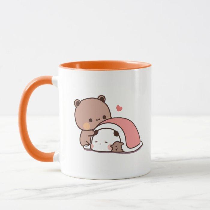 Cốc sứ hình Gấu Peach và Goma dễ thương - Màu cam