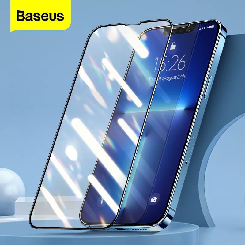 Bộ 2 miếng dán kính cường lực cho iPhone 13 Pro Max full màn hình 3D hiệu Baseus Anti-explosion and Breakage-proof mỏng 0.3mm, vát cạnh 2.5D, độ cứng 9H, viền cứng mỏng - hàng nhập khẩu