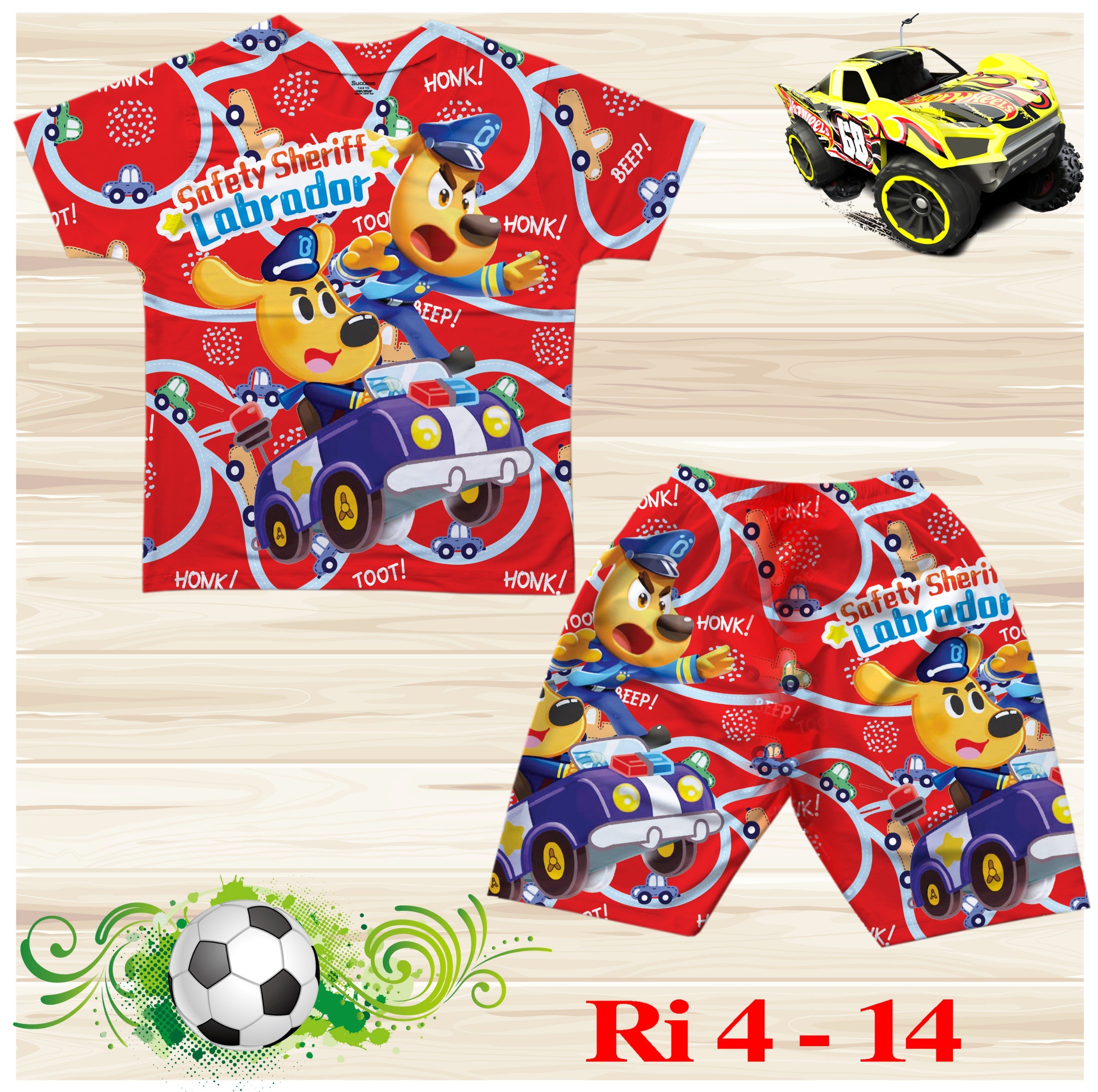 Đồ bộ bé trai, bộ cộc tay cho bé trai hình Cảnh Sát Trưởng Labrador size 18-36KG chất thun lạnh Thái mát