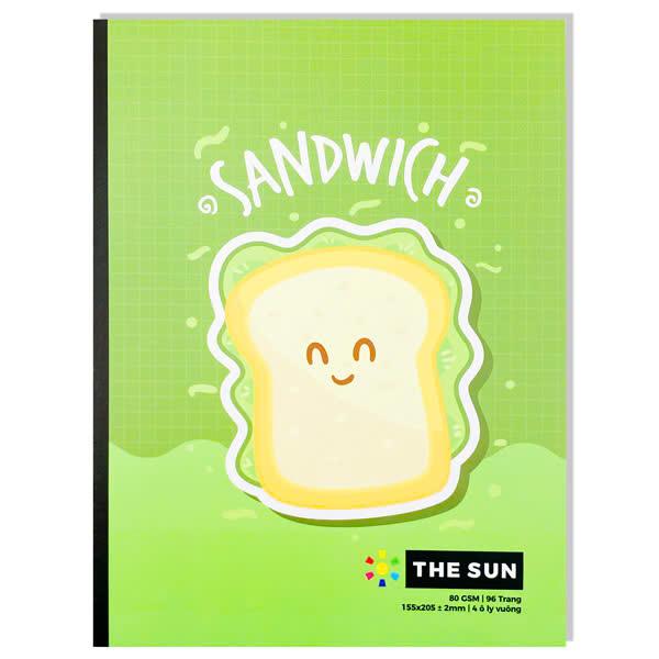 Tập Học Sinh Cheesy Smiles - 4 Ô Ly Vuông - 96 Trang 80gsm - The Sun 02 - Sandwich