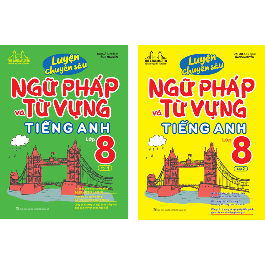 Combo 2 Cuốn: Luyện Chuyên Sâu Ngữ Pháp Và Từ Vựng Tiếng Anh Lớp 8 (Tập 1 + 2)