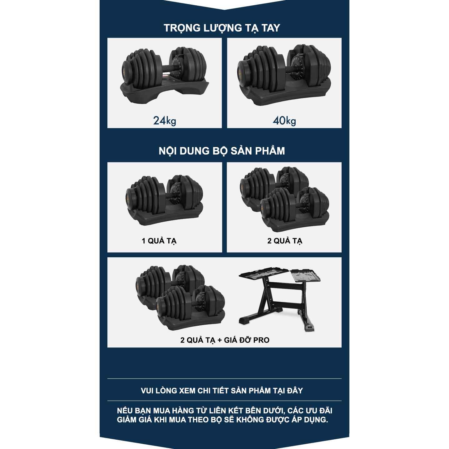 Tạ Điều Chỉnh Lysin 40kg – 17 Mức Trọng Lượng