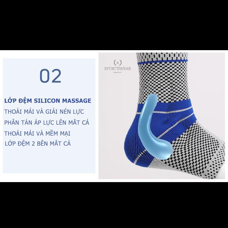 Đai quấn bảo vệ chân và mắt cá chân tập gym chơi thể thao v3 Sportswear Concept dệt kim lớp đệm silicon massage 2 bên