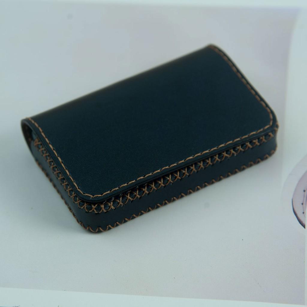 Bóp đựng thẻ nữ - màu xanh navy - da bò xịn - handmade DT218