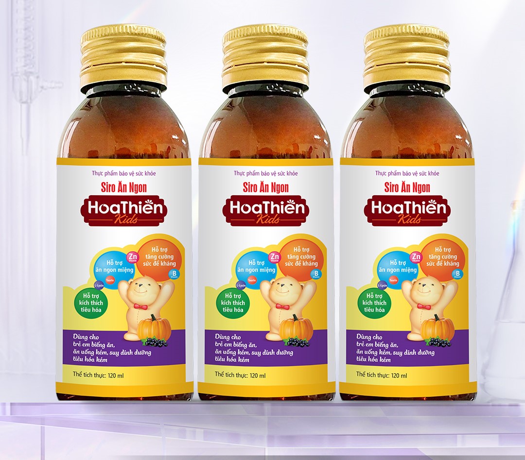 Combo 3 chai Siro ăn ngon Hoa Thiên 120ml hổ trợ hệ tiêu hóa giúp bé ăn ngon hơn