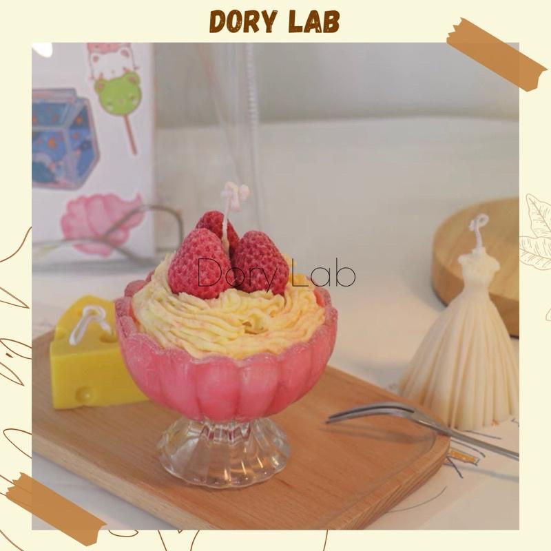 Nến Thơm Ly Kem Dâu Tây Handmade Không Khói, Quà Tặng Độc Đáo - Dory Lab