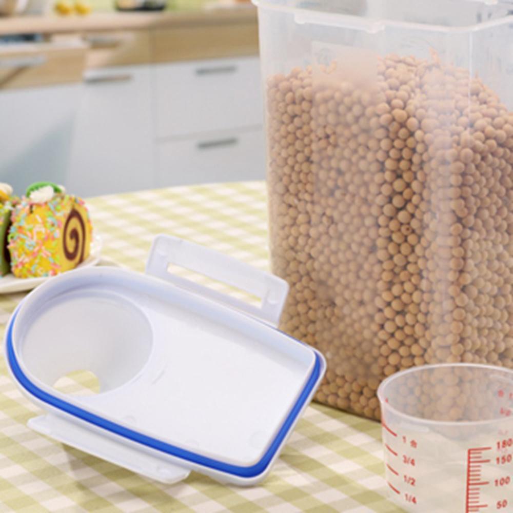 2L Rice Storage Container with Measuring Cup Transparent Sealed Food Storage Containers for Grain Cereal Soybean