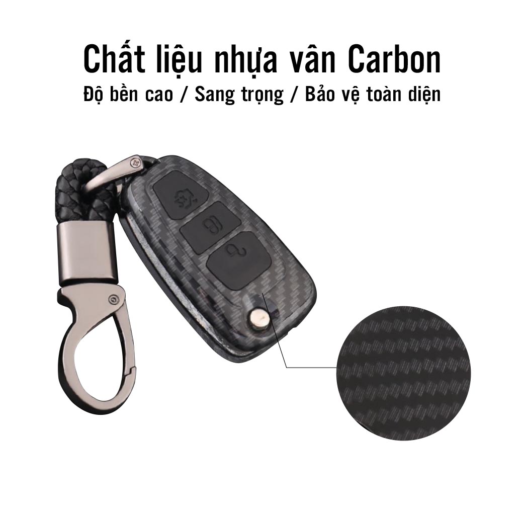 Ốp chìa khóa dành cho xe Ford Ranger Wildtrak chất liệu nhựa ABS mạ vân Cacbon - Hàng Chính Hãng