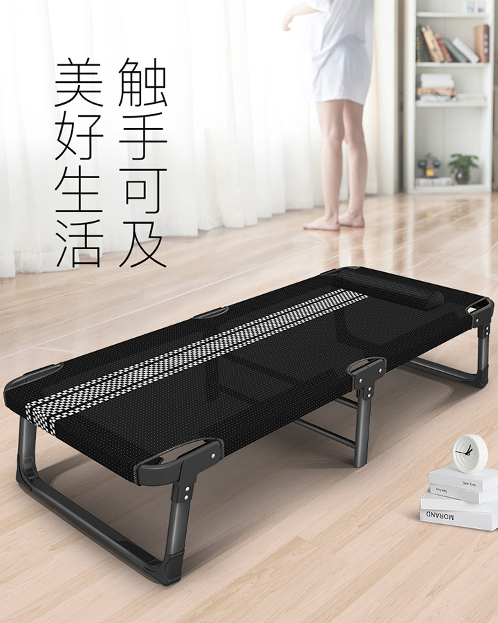 Giường xếp 3 chân thép đen xịn 68x181x35cm RE0487