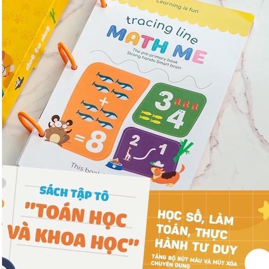 Sách học số và khoa học Math Me Lalala Baby, bôi xóa được, học liệu giáo dục sớm, tặng kèm 5 bút + cục bôi