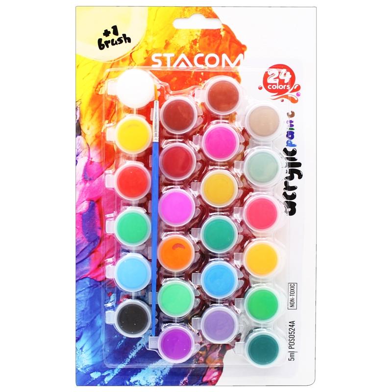 Bộ 24 Hộp Màu Nước Acrylic 5 ml - Stacom POS05-24A