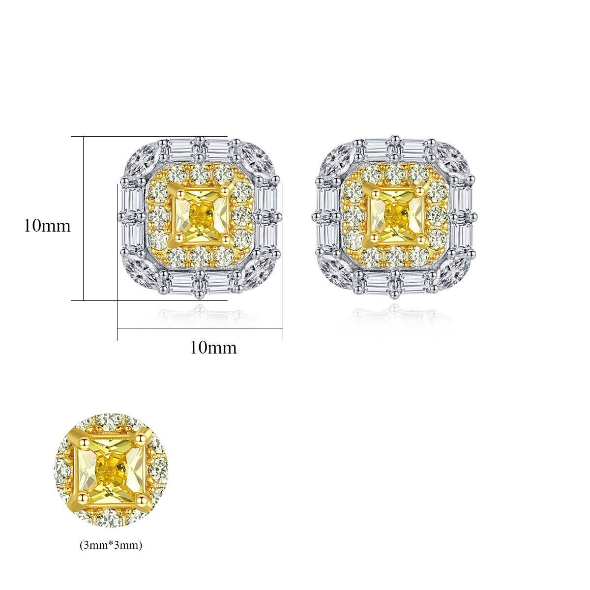 Bộ Trang Sức Bạc Kim Cương Nhân Tạo Moissanite Ánh Vàng - BDM2303 - Bảo Ngọc Jewelry