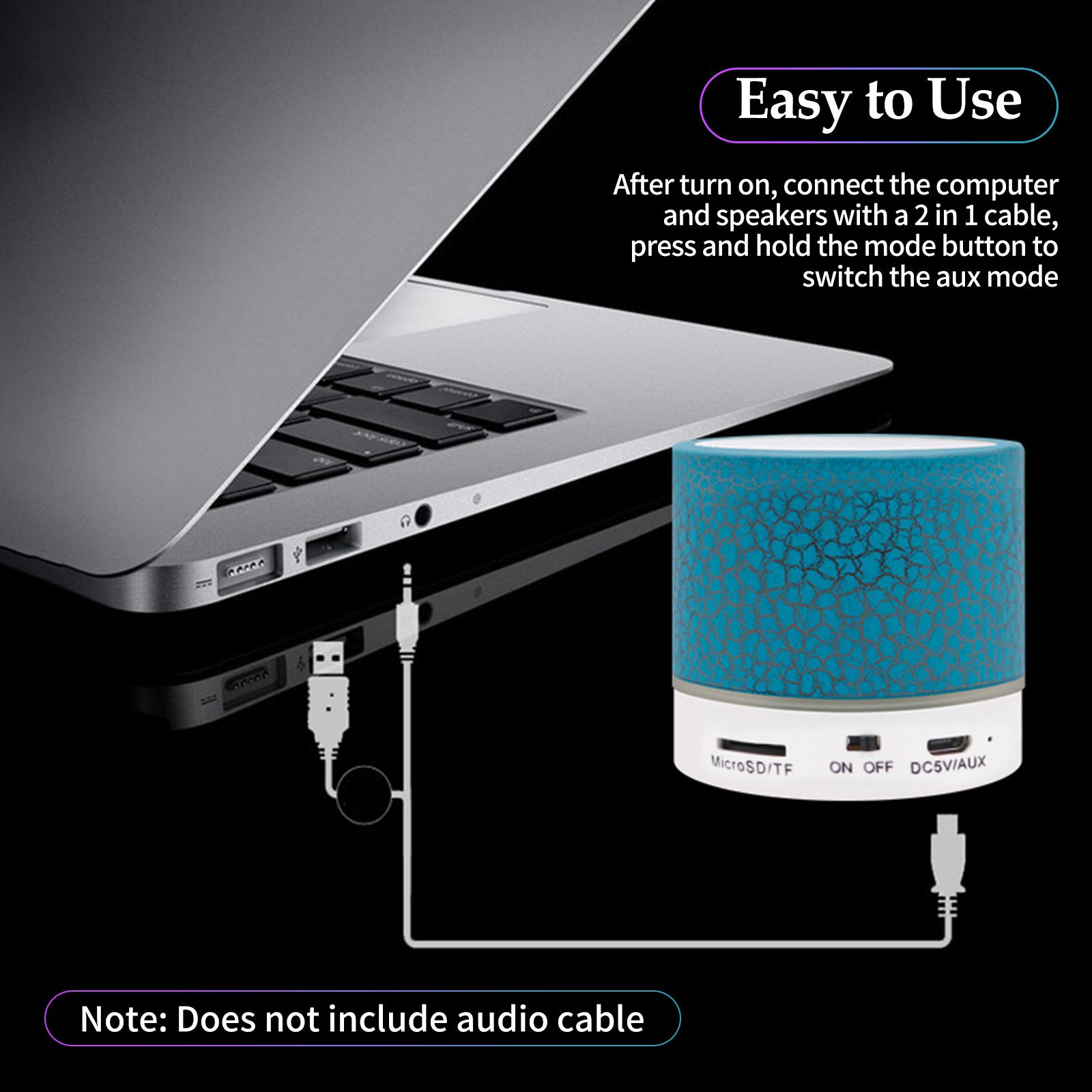 Mini Speaker 7-Color Lights Small Wireless BT Speaker Portable Rechargeable Speaker for Travel Outdoors Home Office