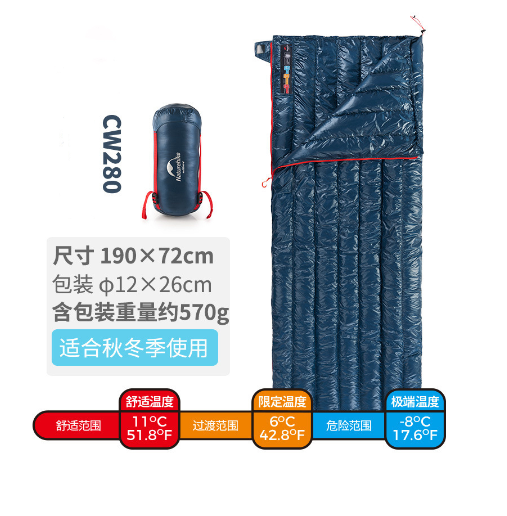 Túi ngủ lông vũ siêu nhẹ CW280/ CW400 NatureHike NH17Y010-R/ NH18Y011-R