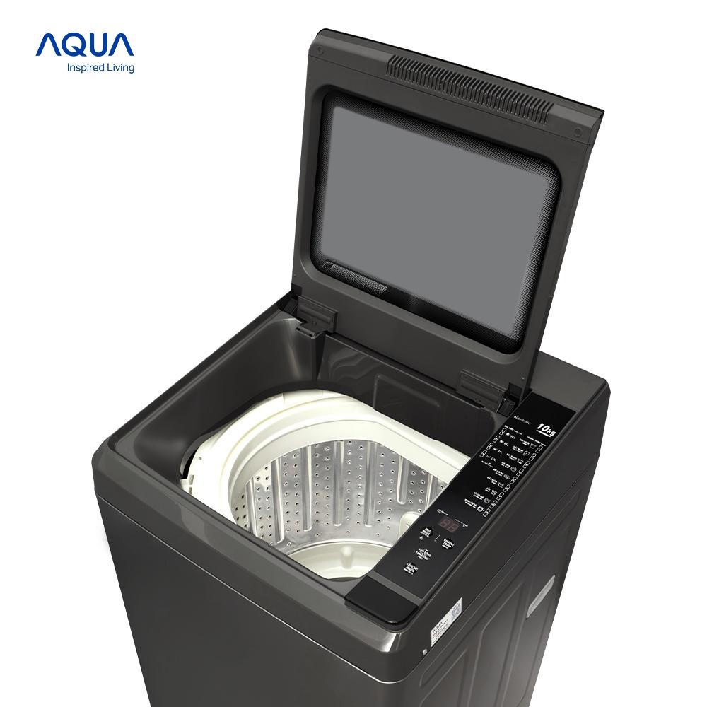 Hình ảnh Máy giặt cửa trên 10kg Aqua AQW-S100HT.S - Hàng chính hãng - Chỉ giao HCM, Hà Nội, Đà Nẵng, Hải Phòng, Bình Dương, Đồng Nai, Cần Thơ