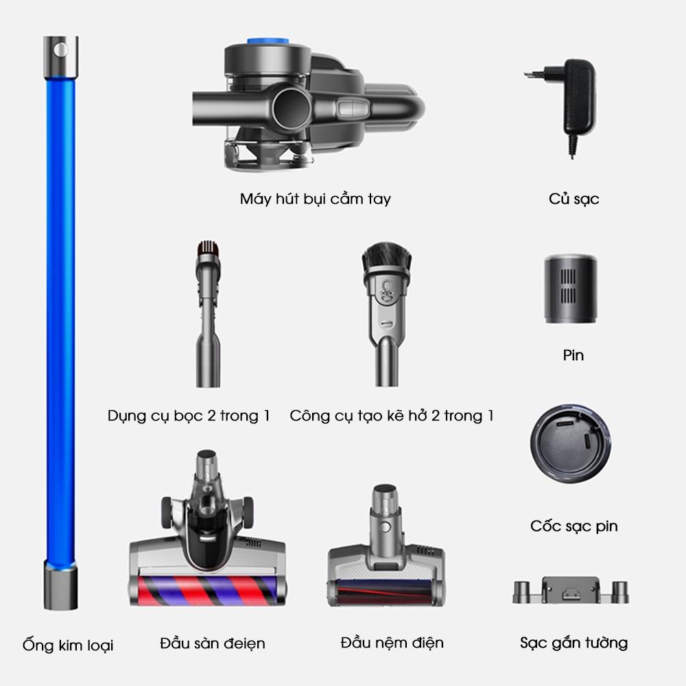 Máy hút bụi Cầm Tay không dây JIMMY H8 Áp lực hút 25000Pa Lực hút Mạnh Pin Tháo Rời Nhiều Đầu Hút Nhẹ Nhiều Chế Độ Hút-Hàng Chính Hãng